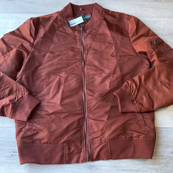 Bleecker & Broad Kaleb Bomber Jacket Burnt Orange Large Stitch Fix Nwt - Picture 2 of 4